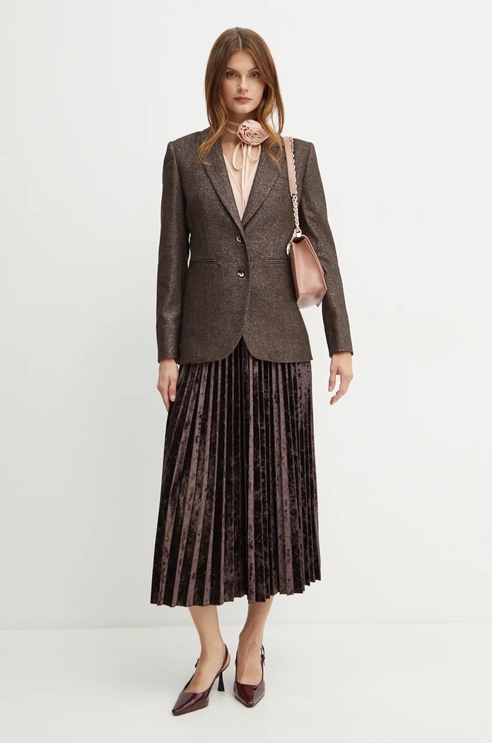Μπλέιζερ με μίγμα μαλλιού Marella 2423046012200 καφέ AW24