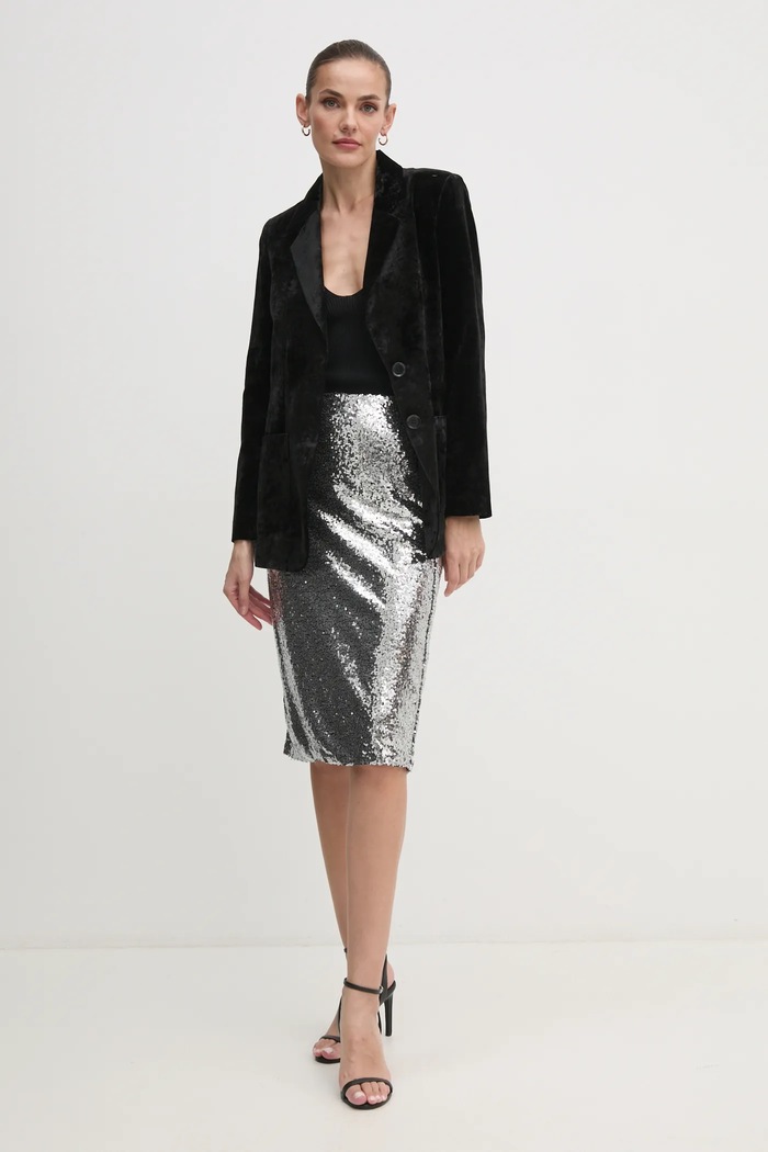 Σακάκι από βελούδο Sisley 21EULW02M μαύρο AW24