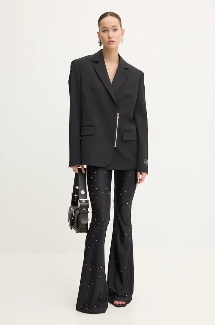 MSGM Marynarka z domieszką wełny 3742MDG11.247810 czarny AW24