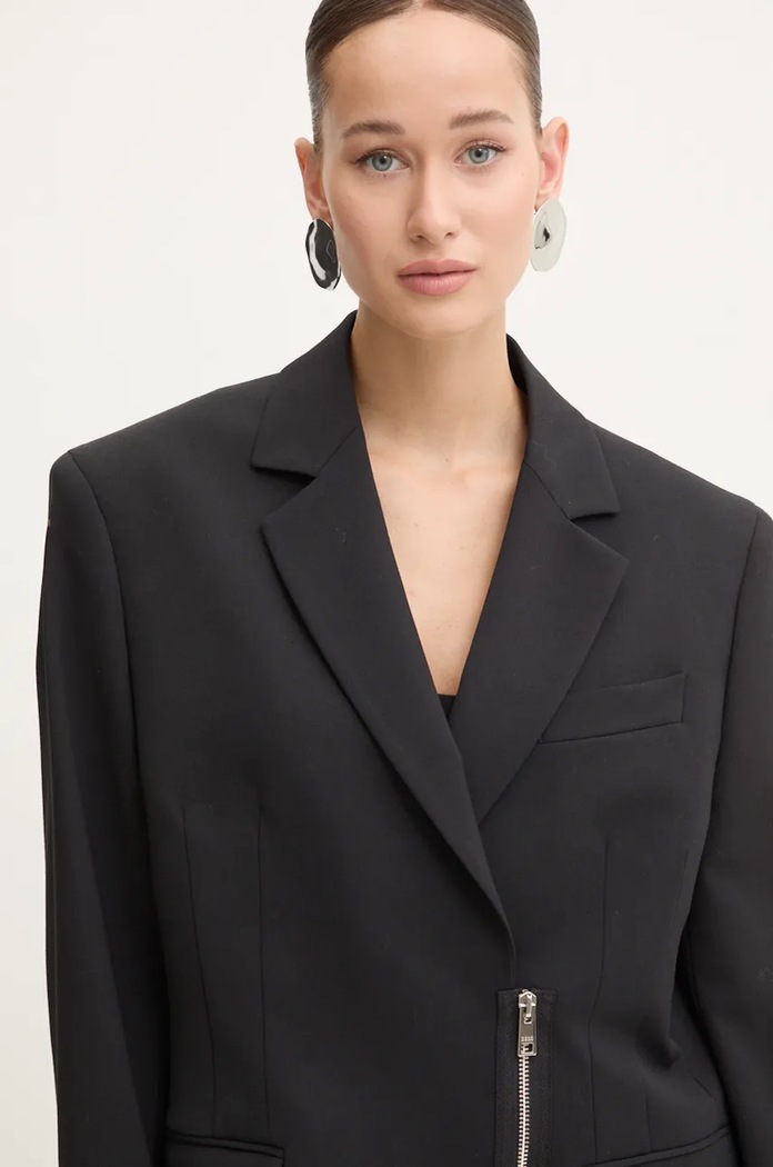 Marynarka z domieszką wełny MSGM 3742MDG11.247810 czarny