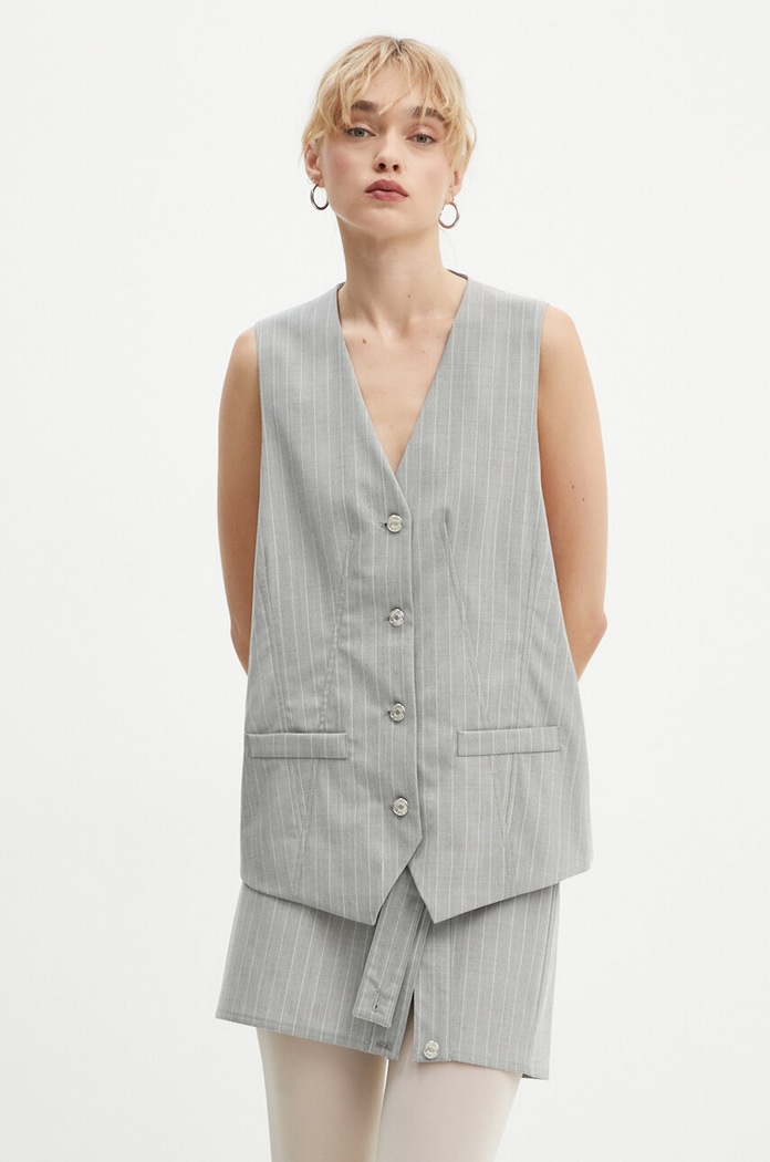 Moschino Jeans kamizelka z domieszką wełny tkanina szary 1001.8725