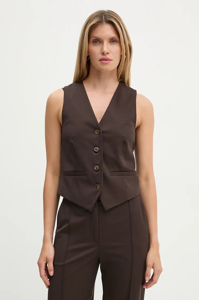 Samsoe Samsoe gilet fabric brown F24400192
