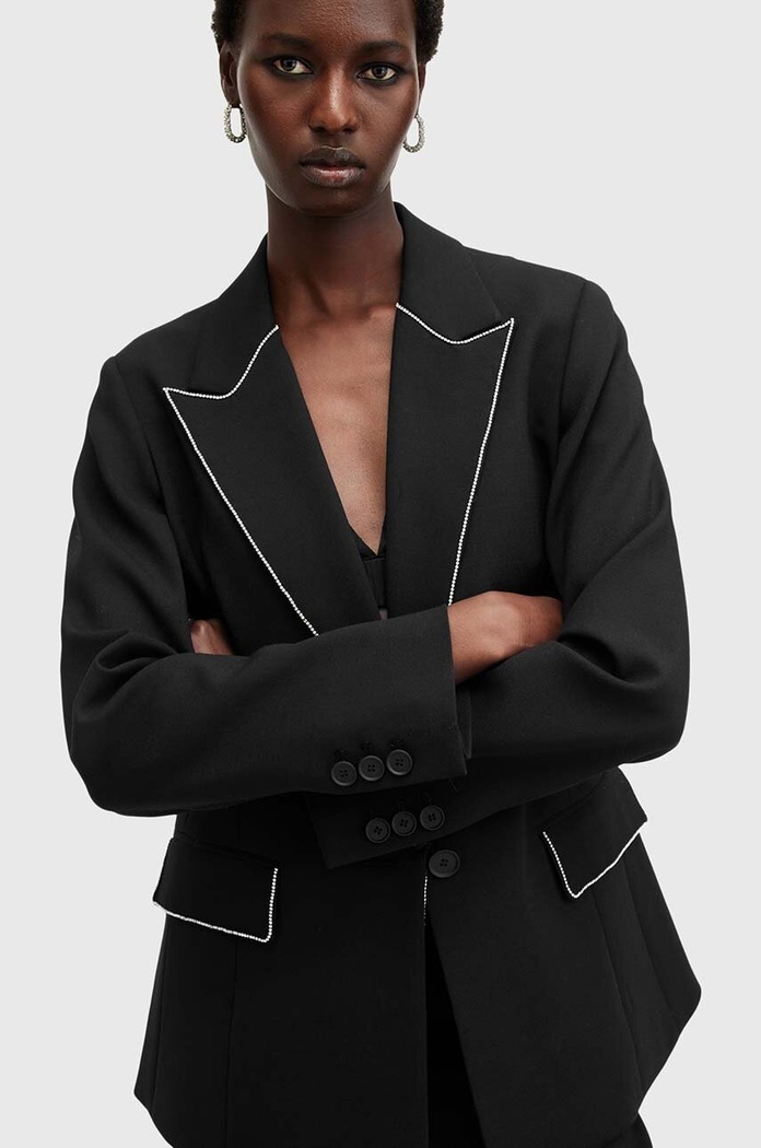 AllSaints marynarka z domieszką wełny ATLAS KRYS BLAZER W005QB czarny AW24