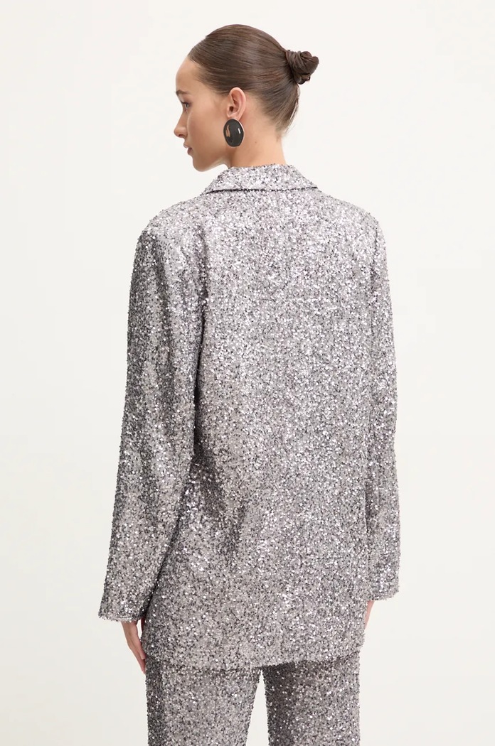 Odzież Never Fully Dressed marynarka Gunmetal Sequin 54 Blazer NFDOU362 szary