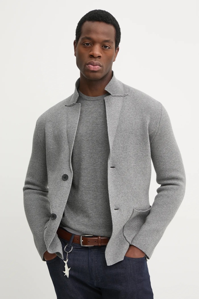 Blazer s příměsí vlny United Colors of Benetton hladký šedá 10C1U601E
