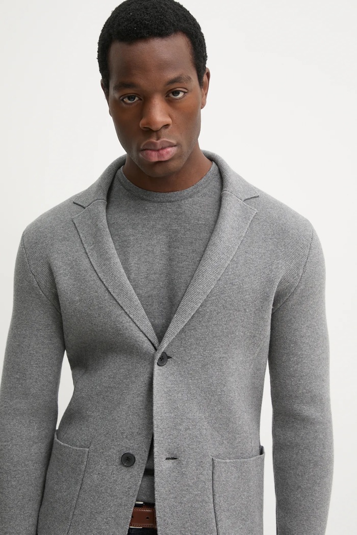 Blazer s příměsí vlny United Colors of Benetton šedá 10C1U601E