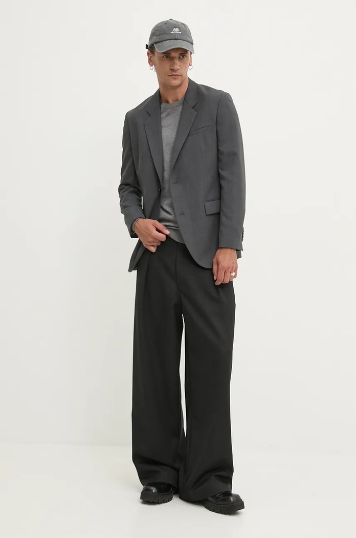 Blazer s příměsí vlny HUGO 50524938 šedá AW24