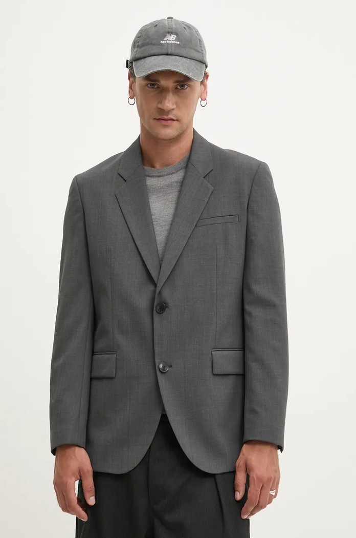 Blazer s příměsí vlny HUGO šedá 50524938