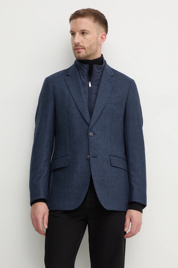 Vlněné sako Hackett London námořnická modř HM443438R