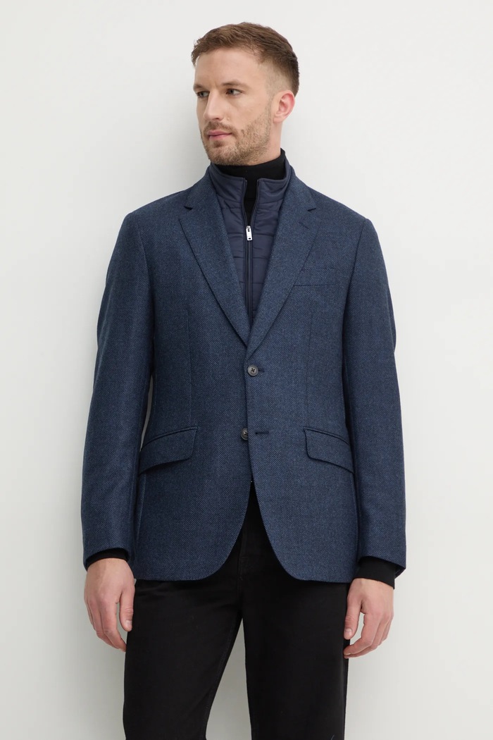 Vlněné sako Hackett London námořnická modř HM443438R