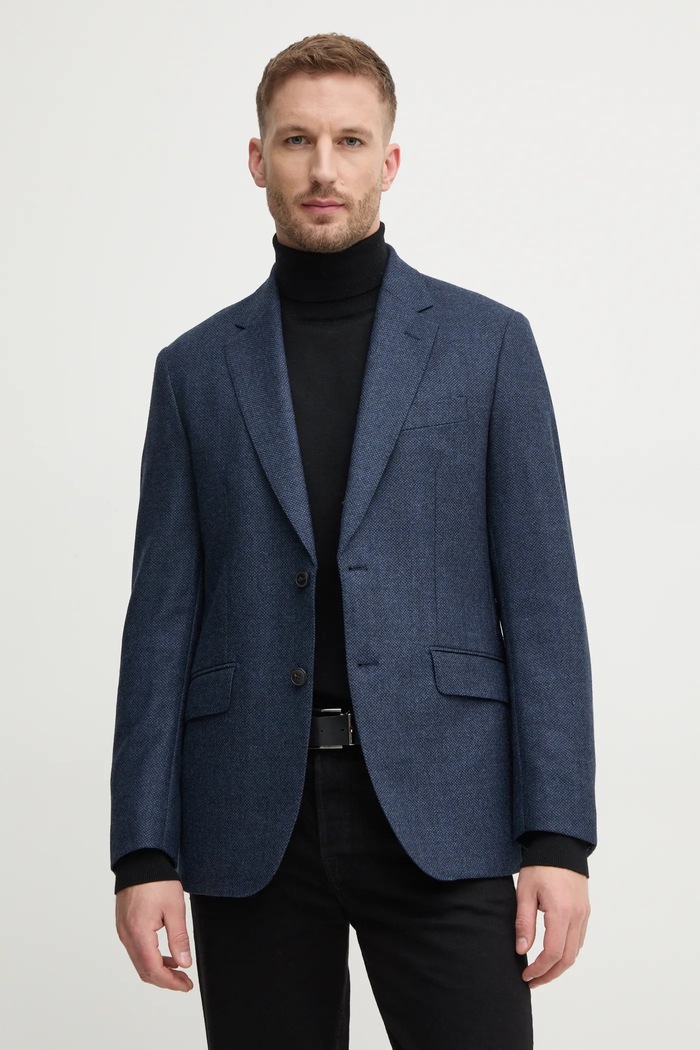 Vlněné sako Hackett London HM443438R námořnická modř