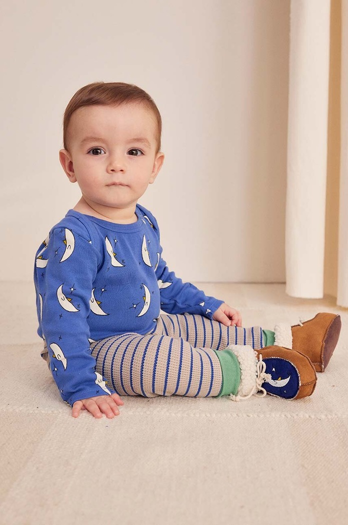 Bobo Choses leggins bebe tricotaj albastru 224AB057
