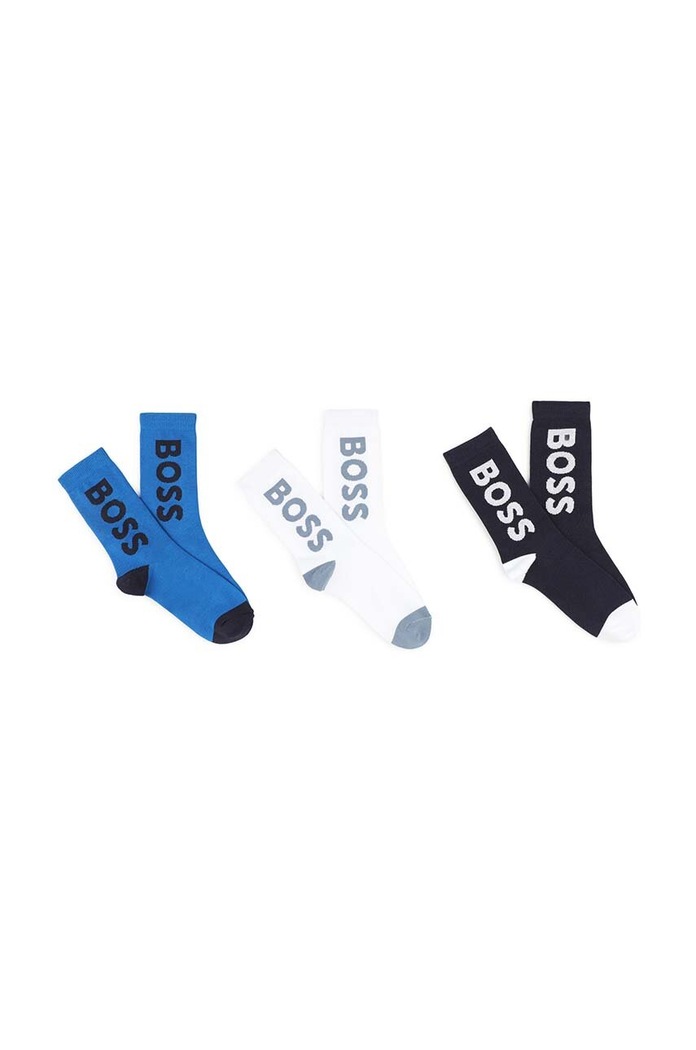 BOSS skarpetki dziecięce 3-pack skarpetki długie granatowy J51577.