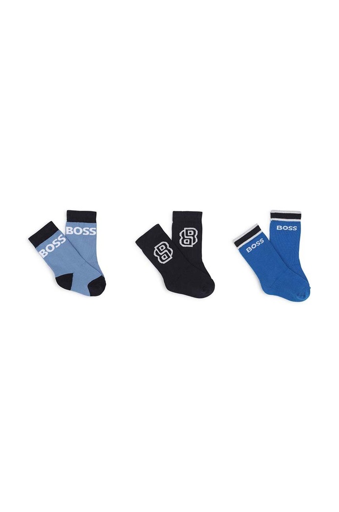 BOSS skarpetki dziecięce 3-pack skarpetki długie granatowy J51601.
