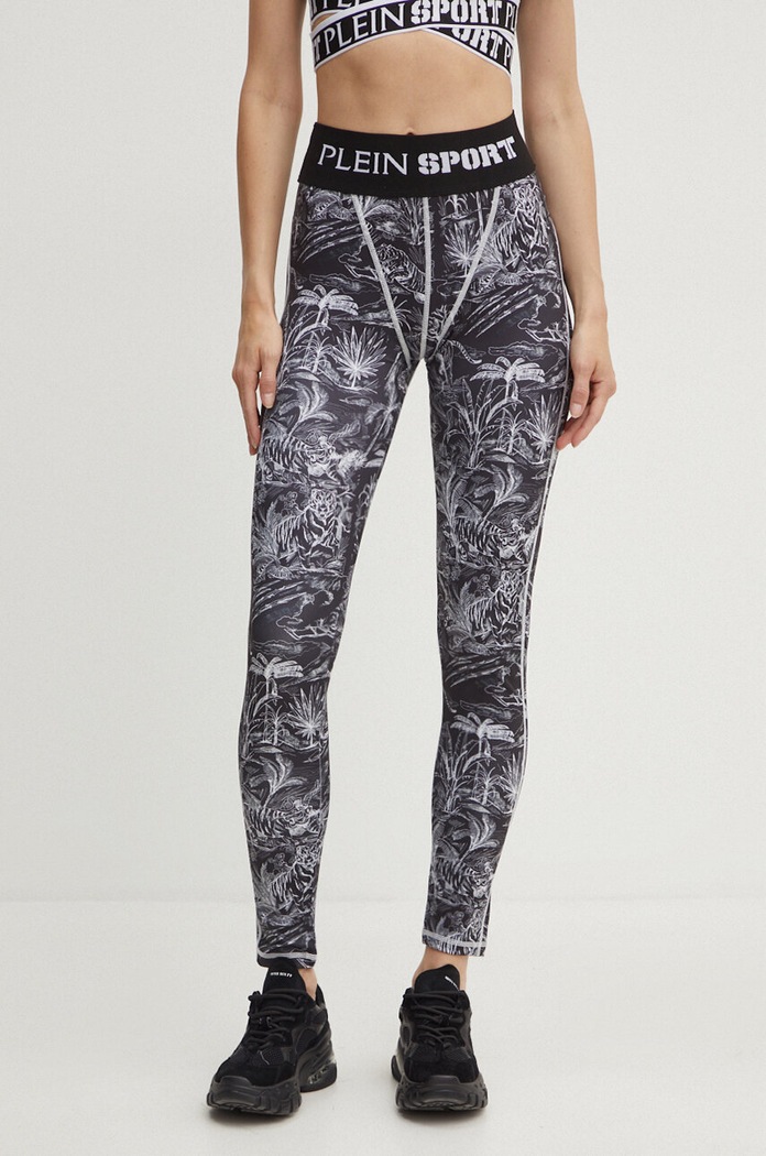 PLEIN SPORT legginsy z elastanem czarny FADC.WJT1954.STE003N