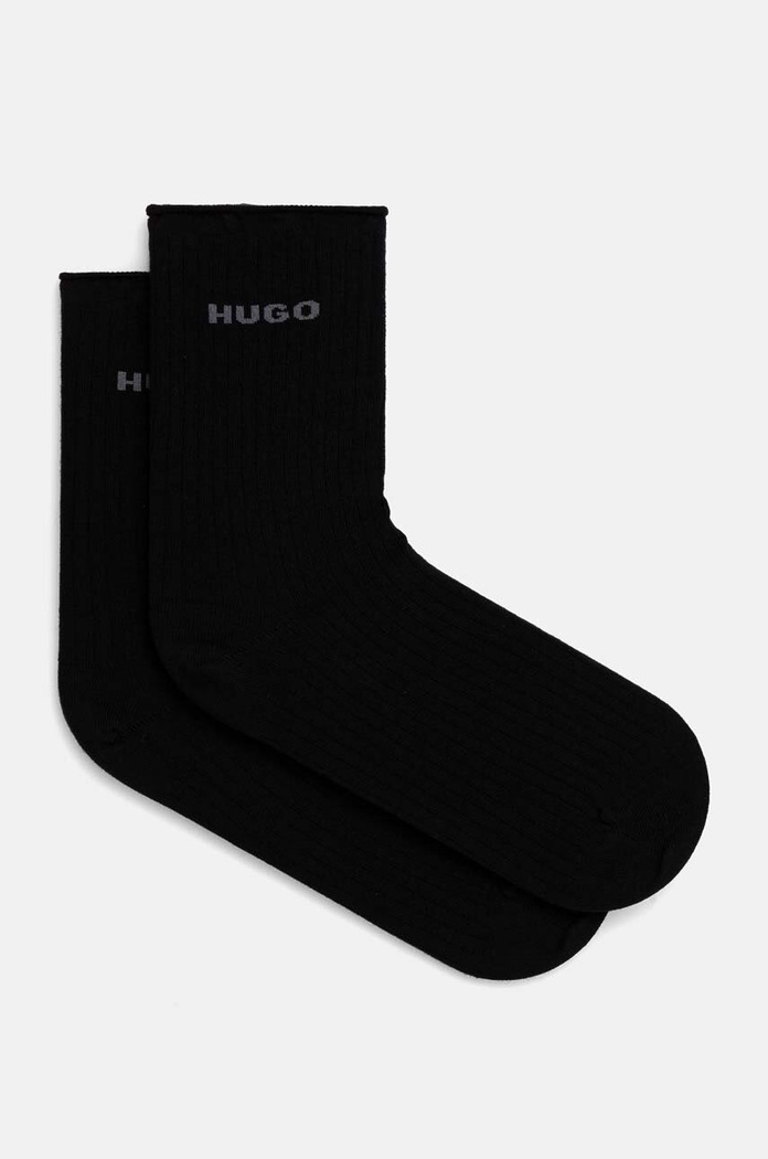 Ponožky HUGO 2P QS FINE RIB CC W 2-pack dlouhé ponožky černá 50502080