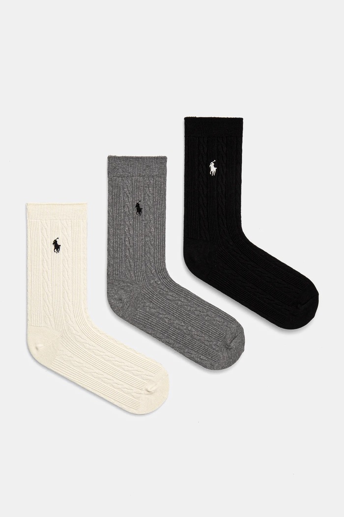 Κάλτσες Polo Ralph Lauren 3-pack ψηλές κάλτσες μαύρο 455955242