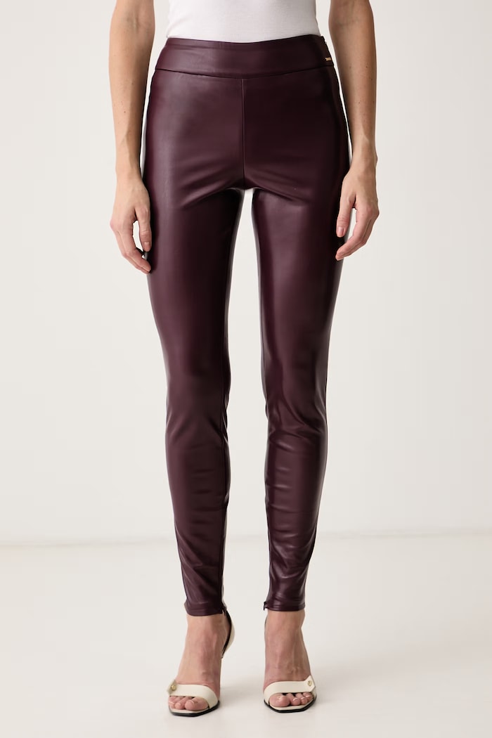 Guess Spodnie damskie z imitacji skóry PRESCILLA bordowy W4BB18.WGIK0