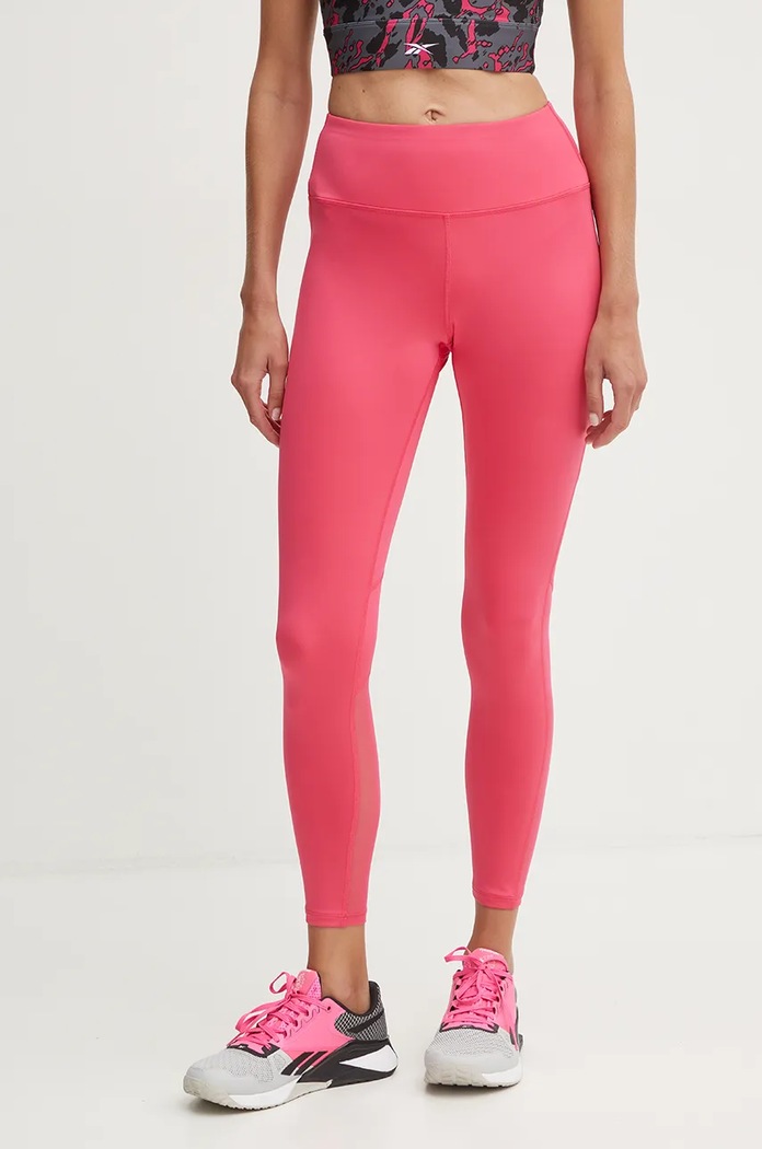 Reebok legginsy treningowe Workout Ready z elastanem różowy 100205353