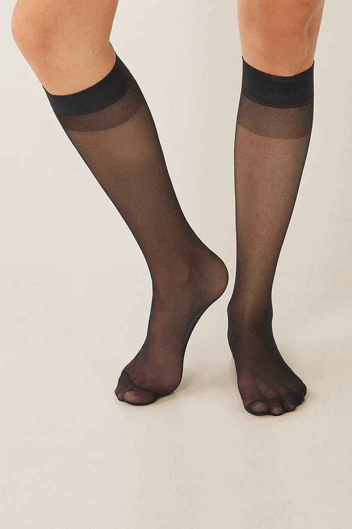 women'secret podkolanówki MINI BASIC STOCKINGS 2-pack czarny 8090921
