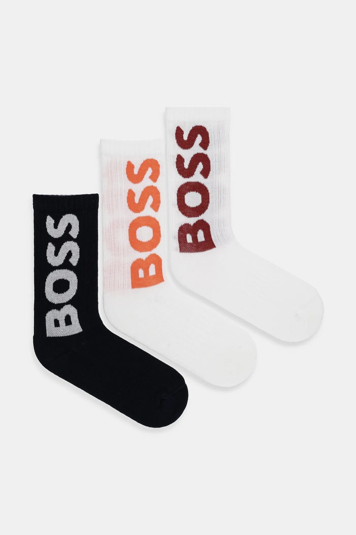 BOSS zokni férfi 3P QS Rib Logo CC 3-as csomag hosszúszárú zokni fehér 50524259