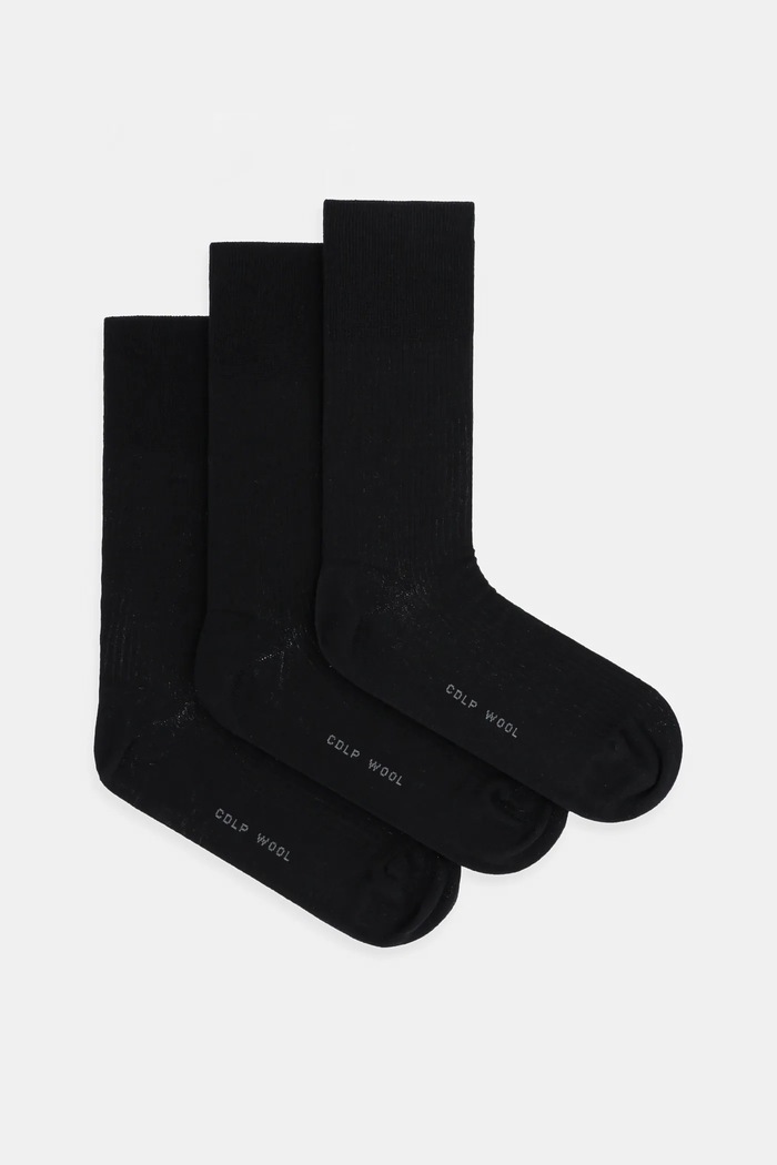 Vunene čarape CDLP 3-pack bez uzorka crna MSO006112303