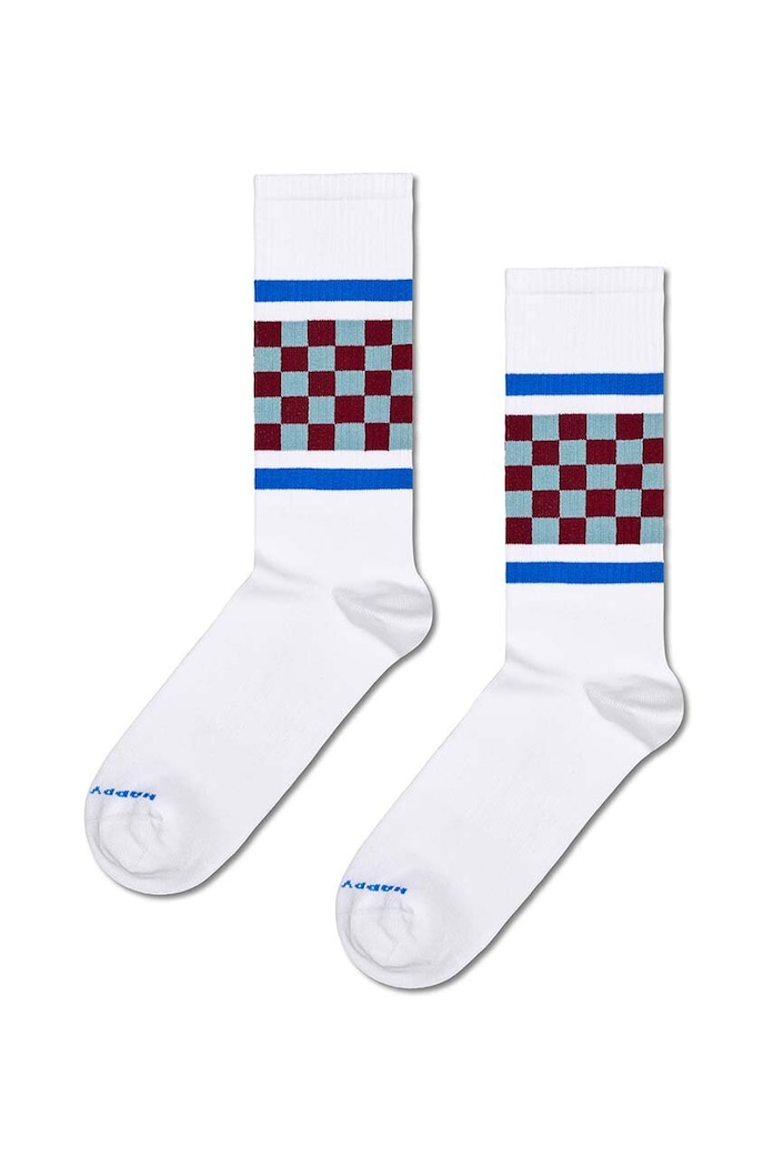 Ponožky Happy Socks Checked Stripe Sneaker Sock dlouhé ponožky bílá P001876