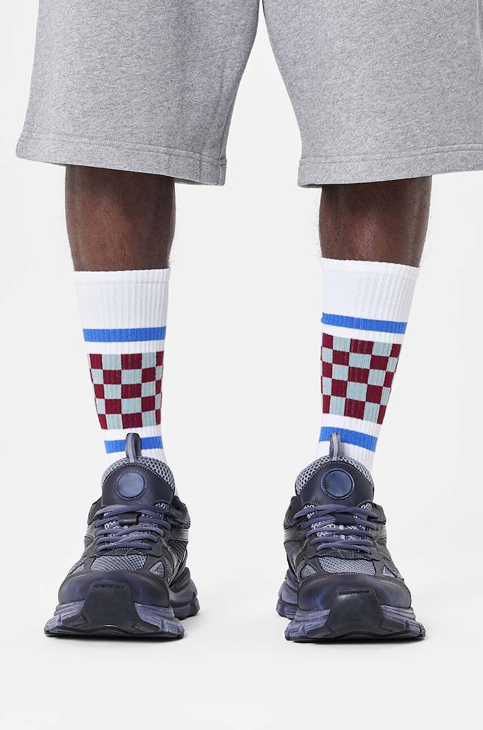 Ponožky Happy Socks Checked Stripe Sneaker Sock P001876 bílá AW24