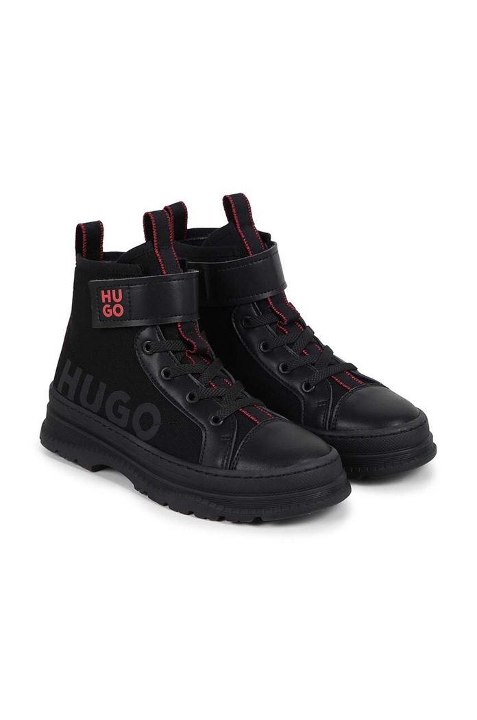 Dětské polobotky HUGO imitace kůže černá G00247.27.35