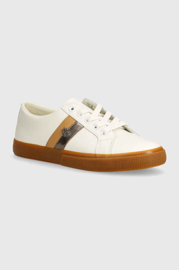 Kožené tenisky Lauren Ralph Lauren Janson II plochá bílá 802942784001.100