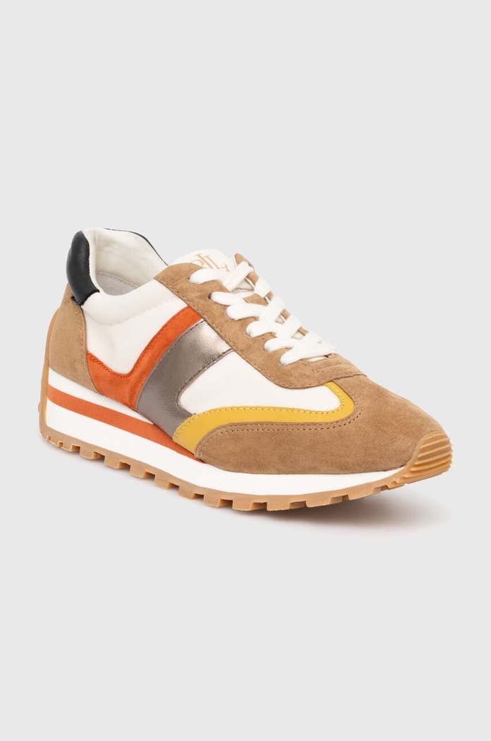 Tenisky Lauren Ralph Lauren Dani semišová kůže hnědá 802943463001.100