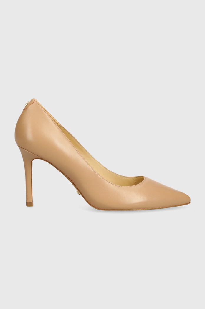 Kožené lodičky Guess DABBEY FLTDAB.LEA08.BEIGE béžová AW24