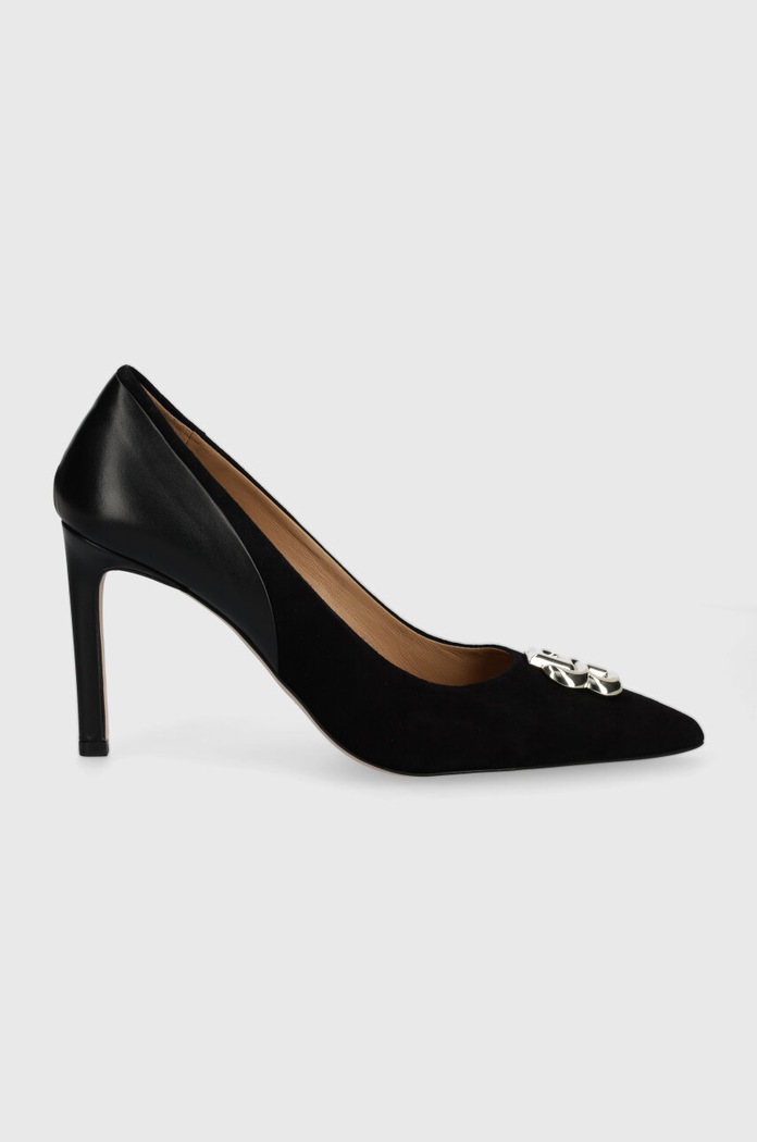 Semišové lodičky BOSS Janet 50523385.001 černá AW24