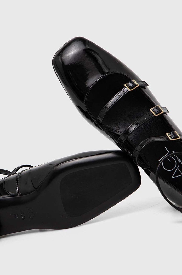 Δερμάτινες μπαλαρίνες AGL Angie L Straps D557003PCMOON0000 μαύρο