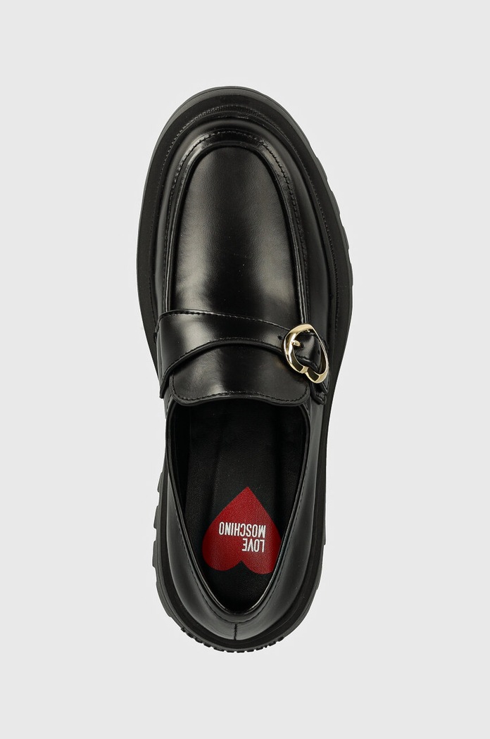 Кожени мокасини Love Moschino черен JA10275G1LIA0000