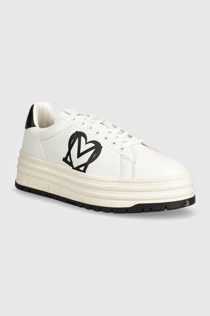 Love Moschino sneakers din piele platformă alb JA15096G1LIA110A