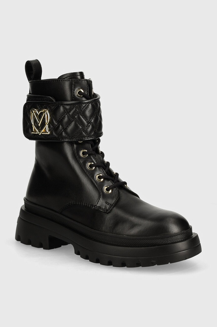 Kožne čizme Love Moschino zrnata koža crna JA24175G1LIA0000