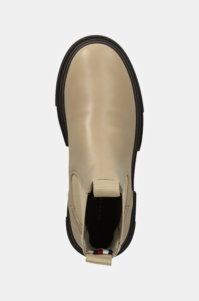 Boty s gumou Tommy Hilfiger COMBAT LEATHER LOW CHELSEA béžová FW0FW08089