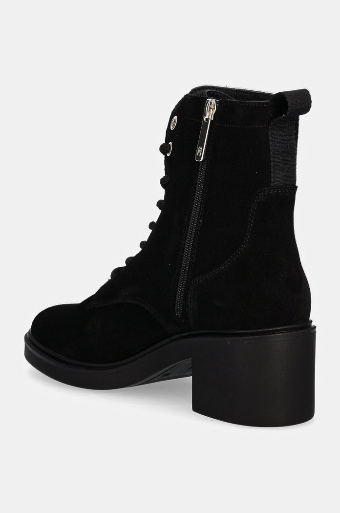 Obuv Semišové topánky Tommy Hilfiger SUEDE MID HEEL LACEUP LOGOTAPE FW0FW08090 čierna