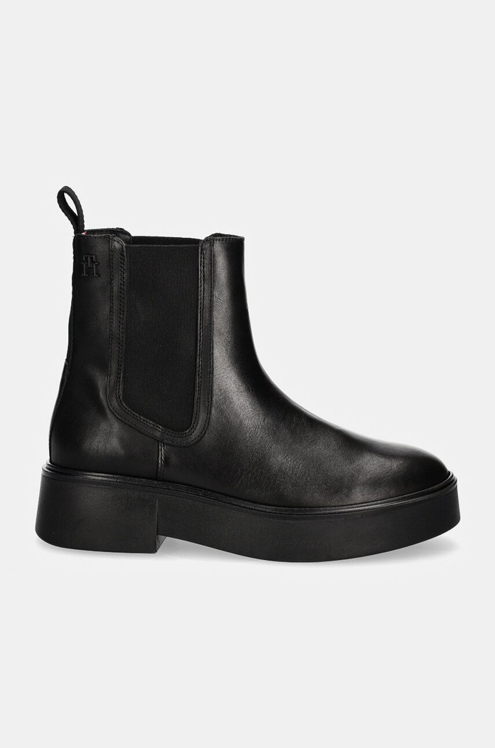 Δερμάτινες μπότες τσέλσι Tommy Hilfiger MINIMAL LEATHER CHELSEA LOGOTAPE FW0FW08095 μαύρο NC24
