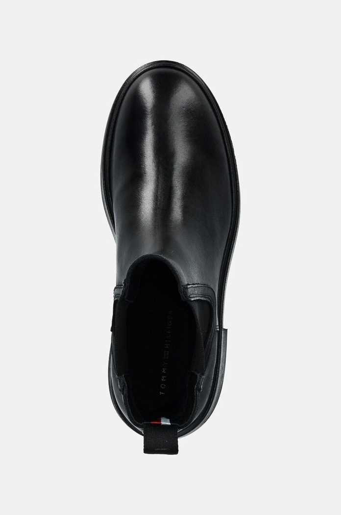 Δερμάτινες μπότες τσέλσι Tommy Hilfiger MINIMAL LEATHER CHELSEA LOGOTAPE μαύρο FW0FW08095
