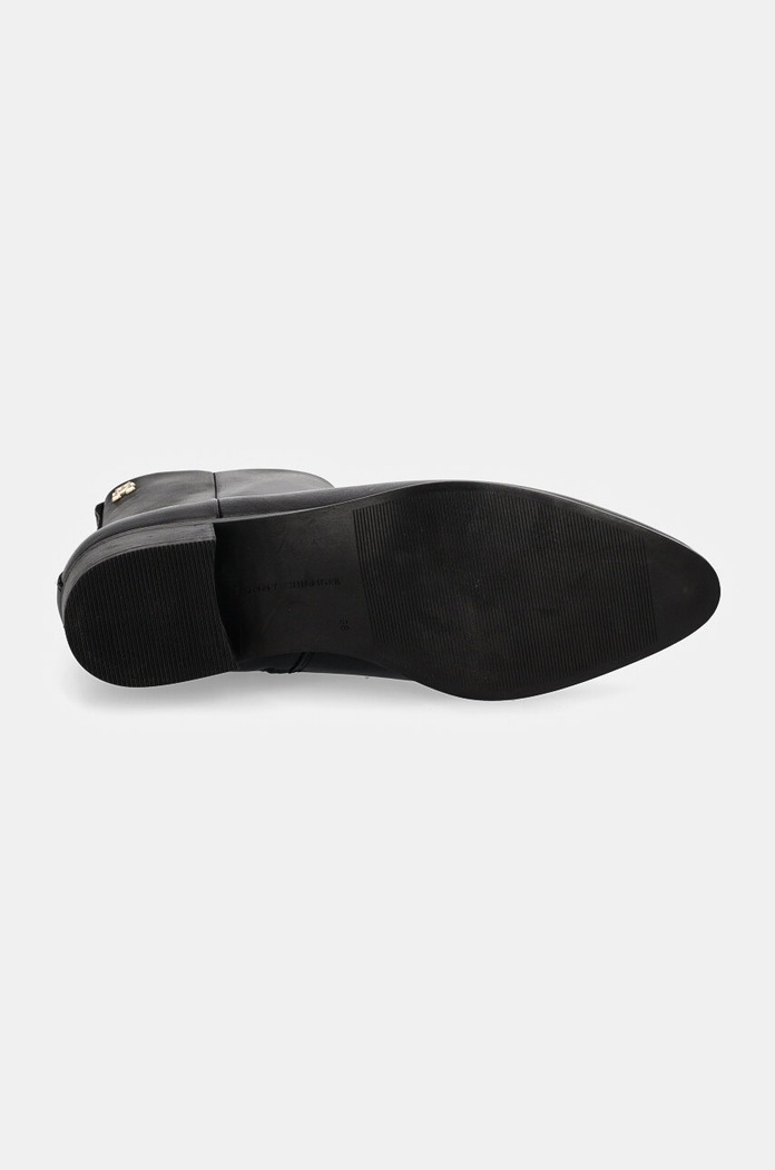Kožené členkové topánky Tommy Hilfiger LOW COWBOY FLAT LEATHER FW0FW08103 čierna
