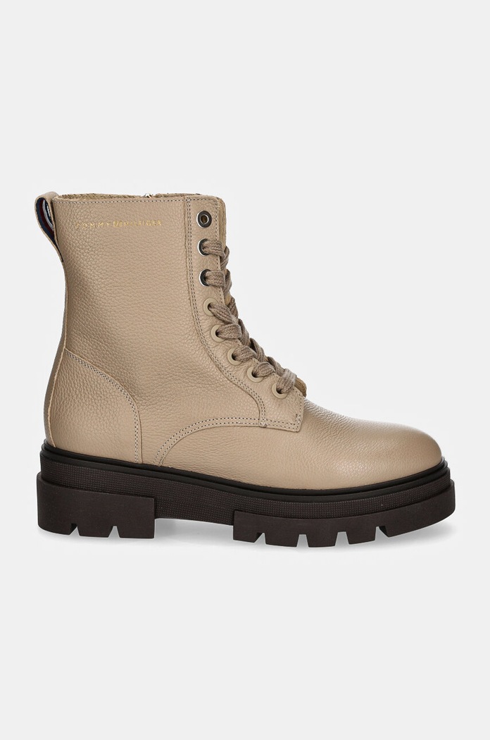 Δερμάτινες μπότες Tommy Hilfiger BICOLOR LEATHER LACE-UP FW0FW08160 μπεζ NC24