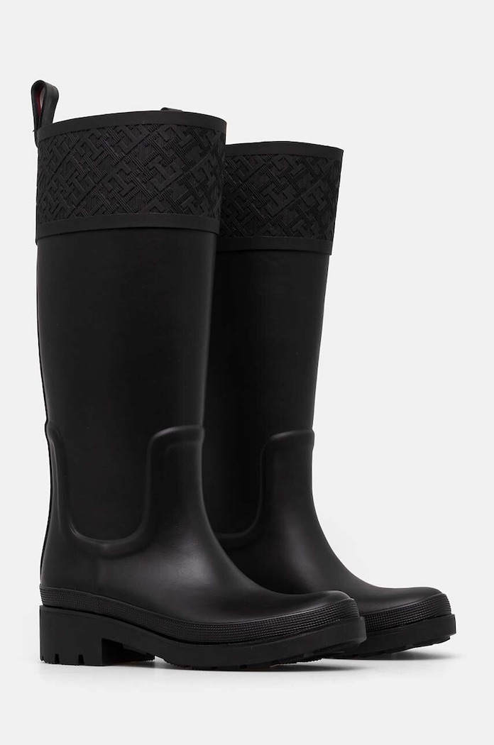 Gumene čizme Tommy Hilfiger RUBBER LONG BOOT MONOGRAM FW0FW08161 crna AW24
