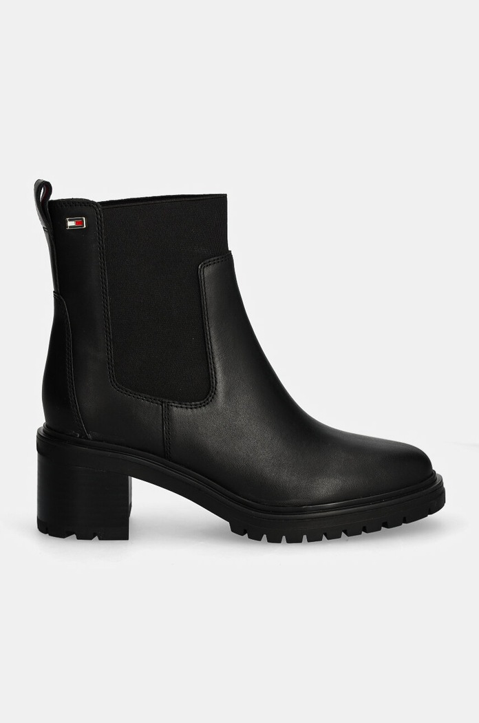 Kožené topánky chelsea Tommy Hilfiger FLAG MID HEEL LEATHER CHELSEA FW0FW08163 čierna NC24