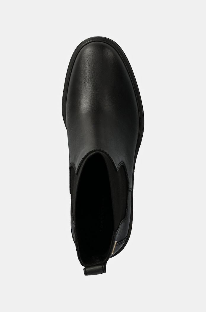 Kožené topánky chelsea Tommy Hilfiger FLAG MID HEEL LEATHER CHELSEA čierna FW0FW08163