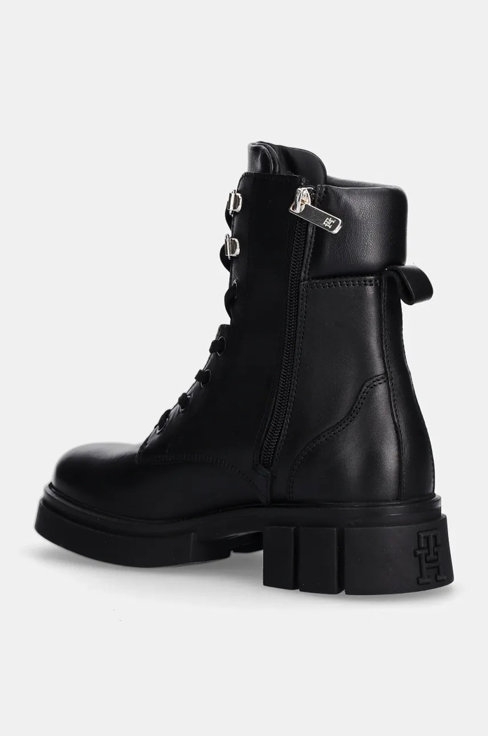 Obuv Kožené workery Tommy Hilfiger LACE-UP BIKER LEATHER FW0FW08167 čierna