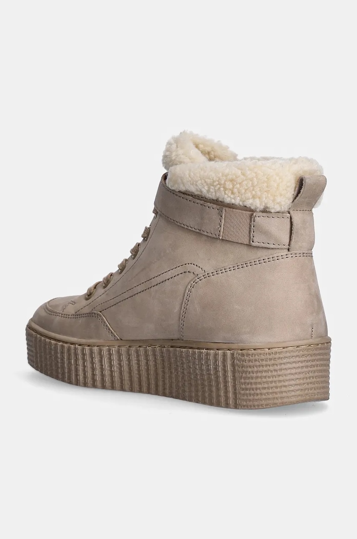 Obuća Gležnječe od brušene kože Tommy Hilfiger FAUX FUR NUBUCK LOW LACE-UP FW0FW08172 bež