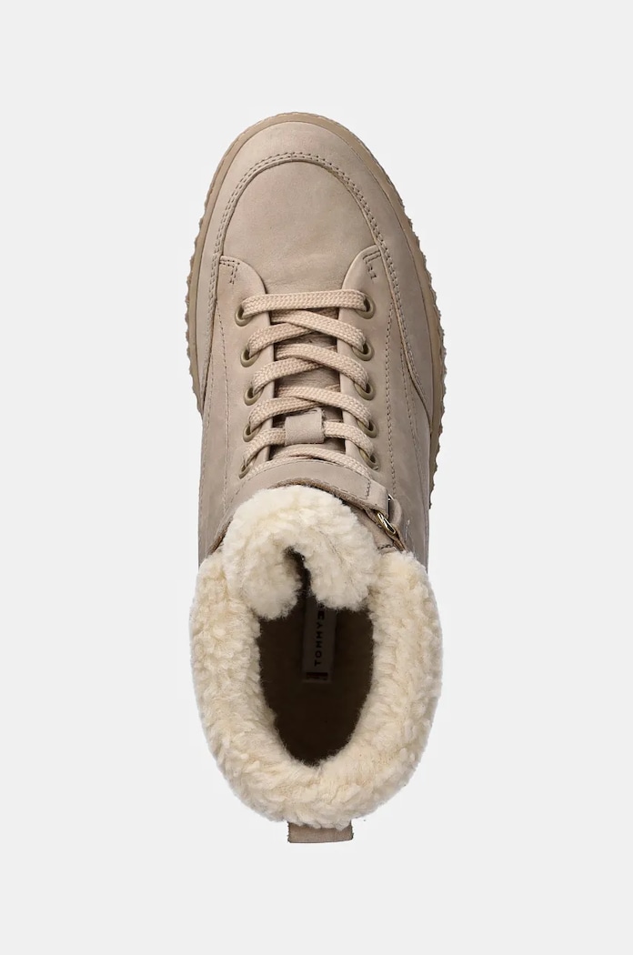 Gležnječe od brušene kože Tommy Hilfiger FAUX FUR NUBUCK LOW LACE-UP bež FW0FW08172