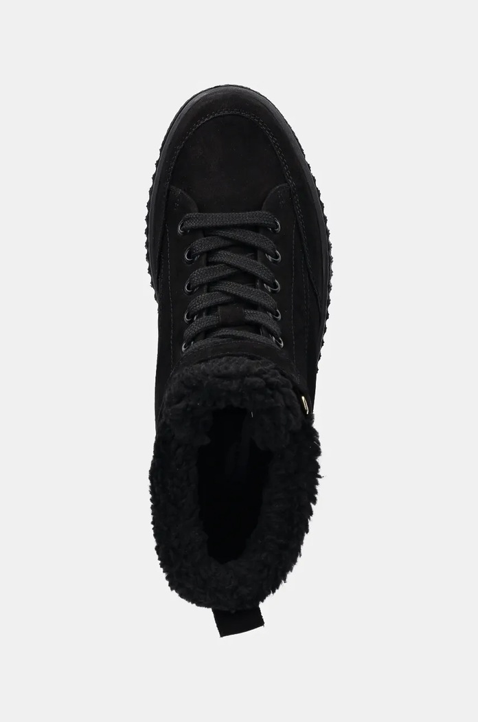 Σουέτ μπότες Tommy Hilfiger FAUX FUR NUBUCK LOW LACE-UP μαύρο FW0FW08172